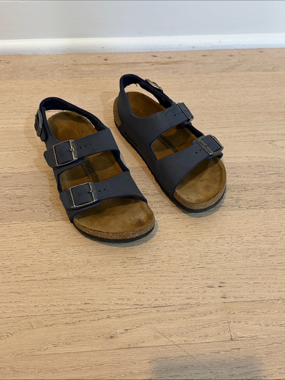 Birkenstock Black Triple-Buckle Kids Sandals with Back Strap
